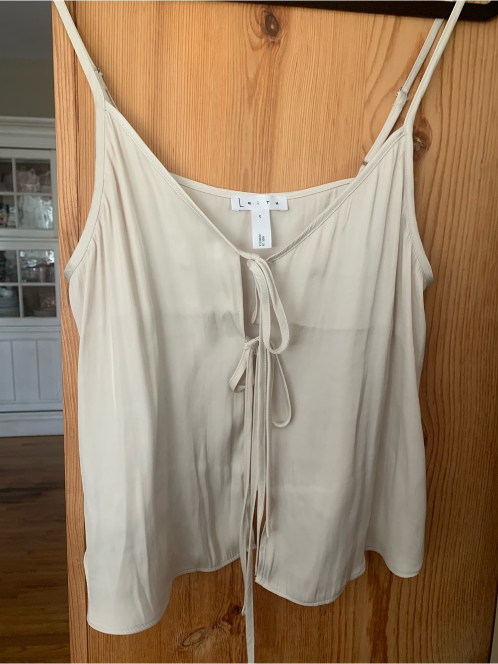 Nordstrom Leith Cream Tie-Front Spaghetti Strap Camisole